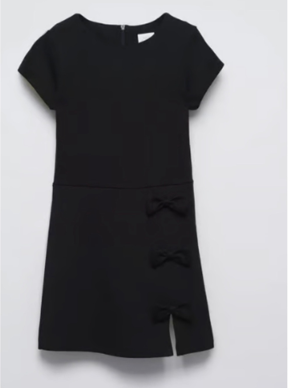 Zara Black Short-Sleeve Dress with Side Bows